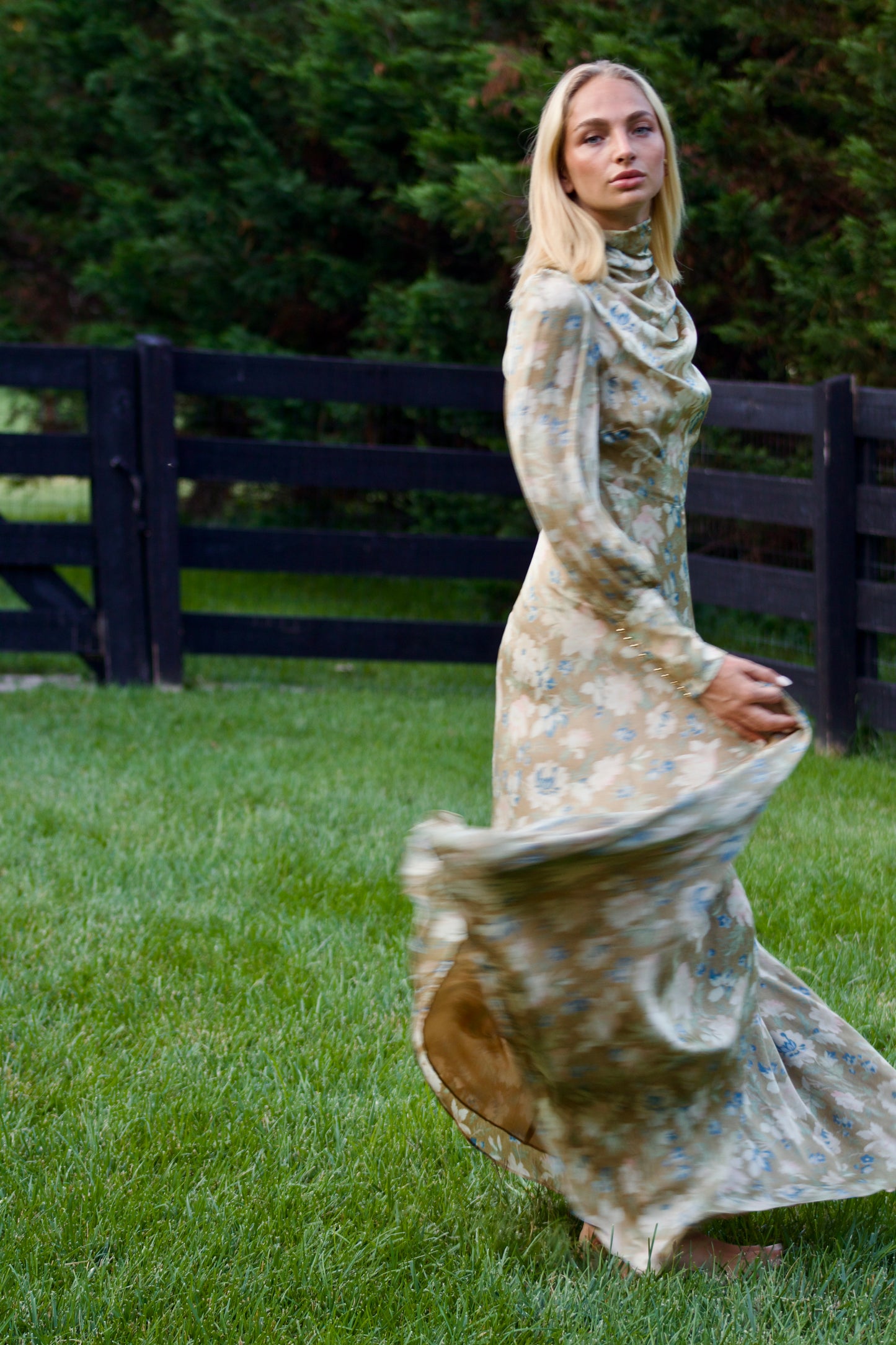 ZIMMERMANN COWL NECK SILK MAXI DRESS