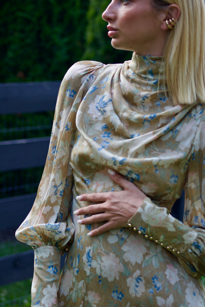 ZIMMERMANN COWL NECK SILK MAXI DRESS