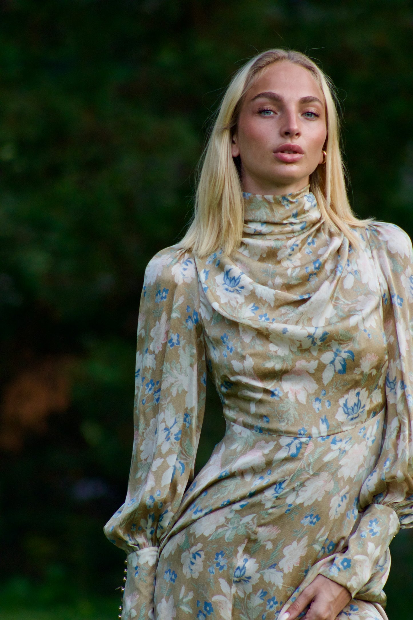 ZIMMERMANN COWL NECK SILK MAXI DRESS