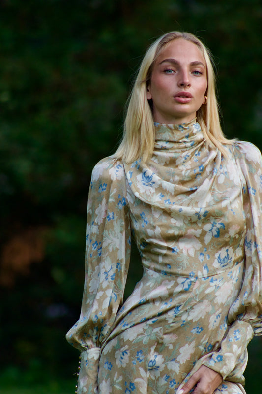 ZIMMERMANN COWL NECK SILK MAXI DRESS