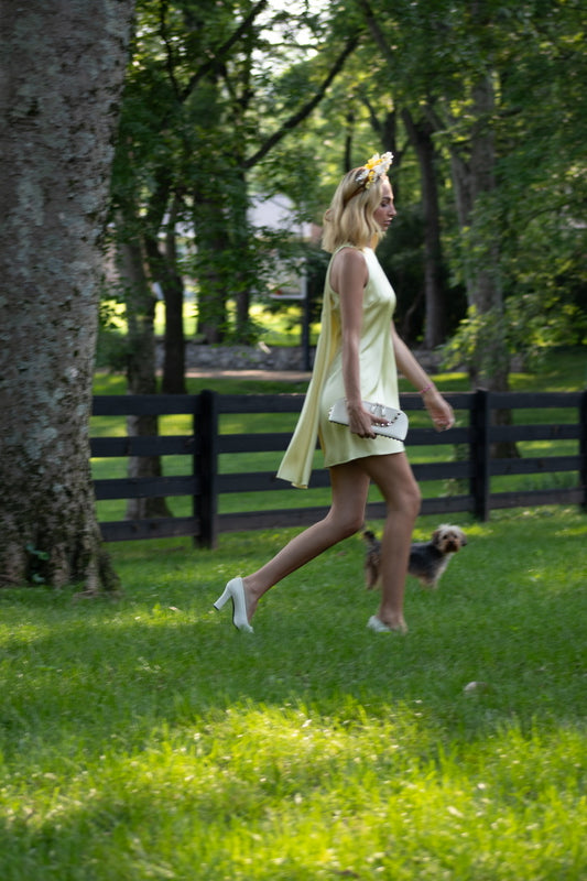 MINI DRESS W/ CAPE IN BUTTER YELLOW
