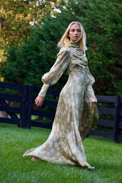 ZIMMERMANN COWL NECK SILK MAXI DRESS